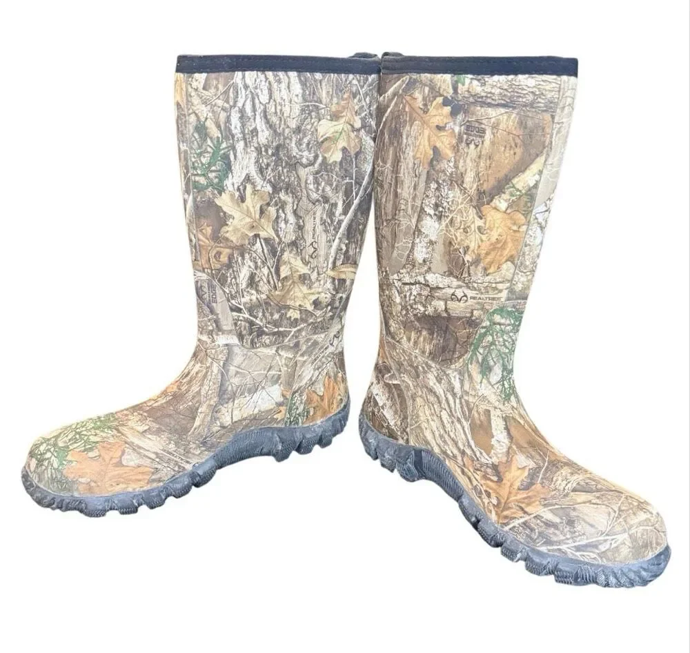 Magellan Outdoors Camo Rubber Boots Sz.11 Hunting Heavy-Duty Outdoors